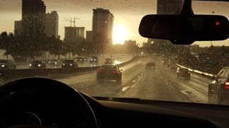 car driving on the highway